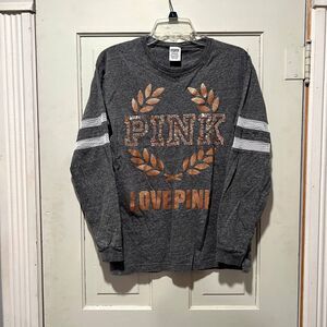 Victoria's Secret PINK Love Pink Long Sleeve Gold Sequined Shirt Top Small